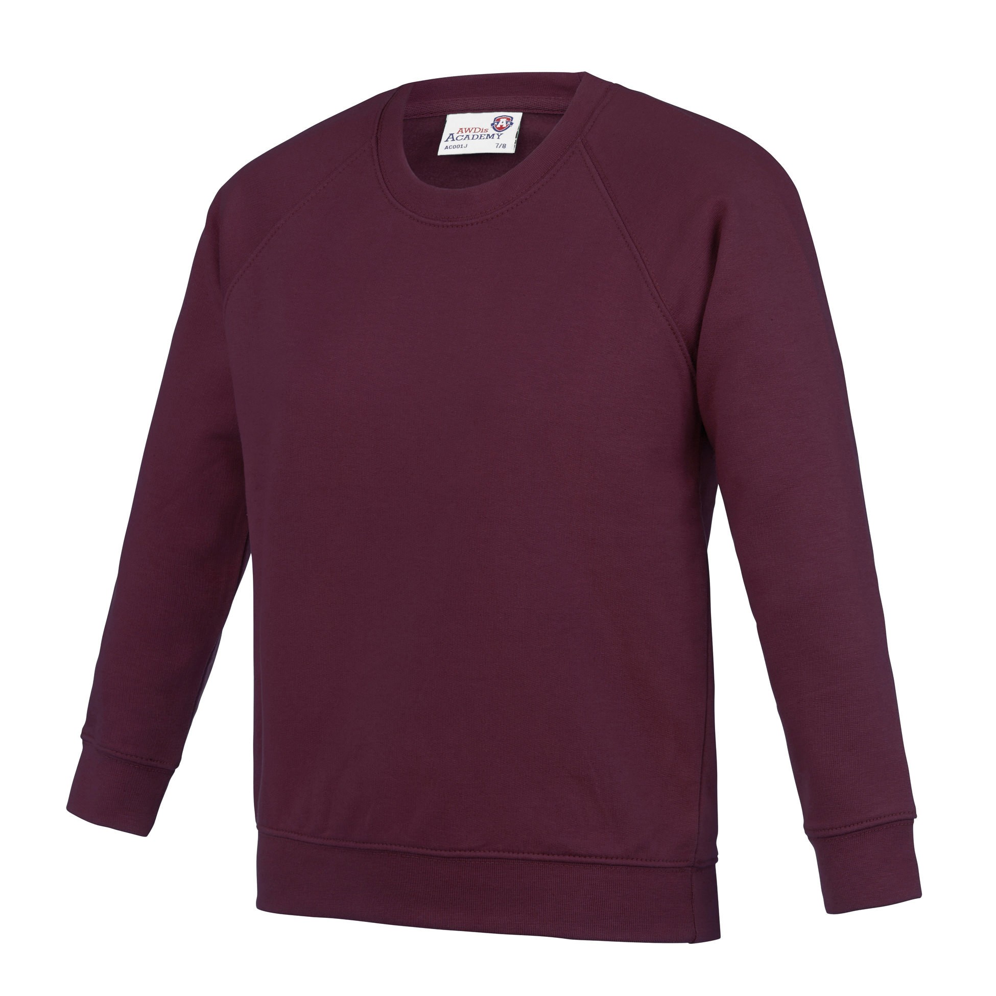 AWDis Academy Kids Raglan Sweatshirt AC001J - Boy Girl Plain Uniform Jumper - Picture 25 of 35