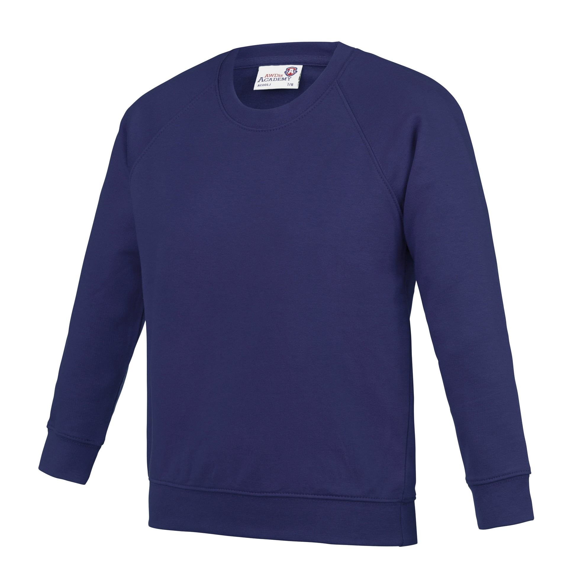 AWDis Academy Kids Raglan Sweatshirt AC001J - Boy Girl Plain Uniform Jumper - Picture 16 of 35
