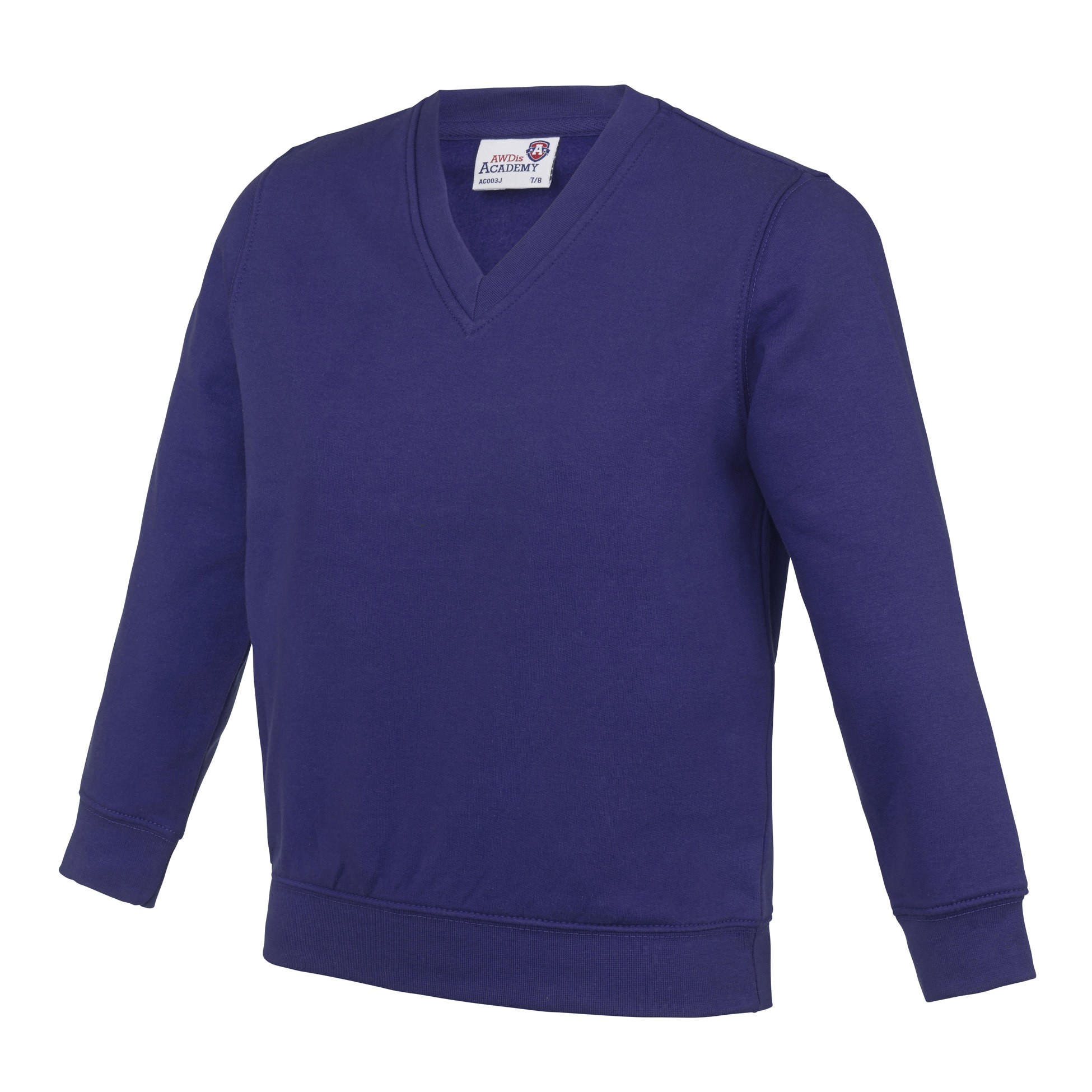 AWDis Academy V-neck Sweatshirt (AC003J) - Kids Boys Girls School Uniform Jumper - Picture 10 of 27