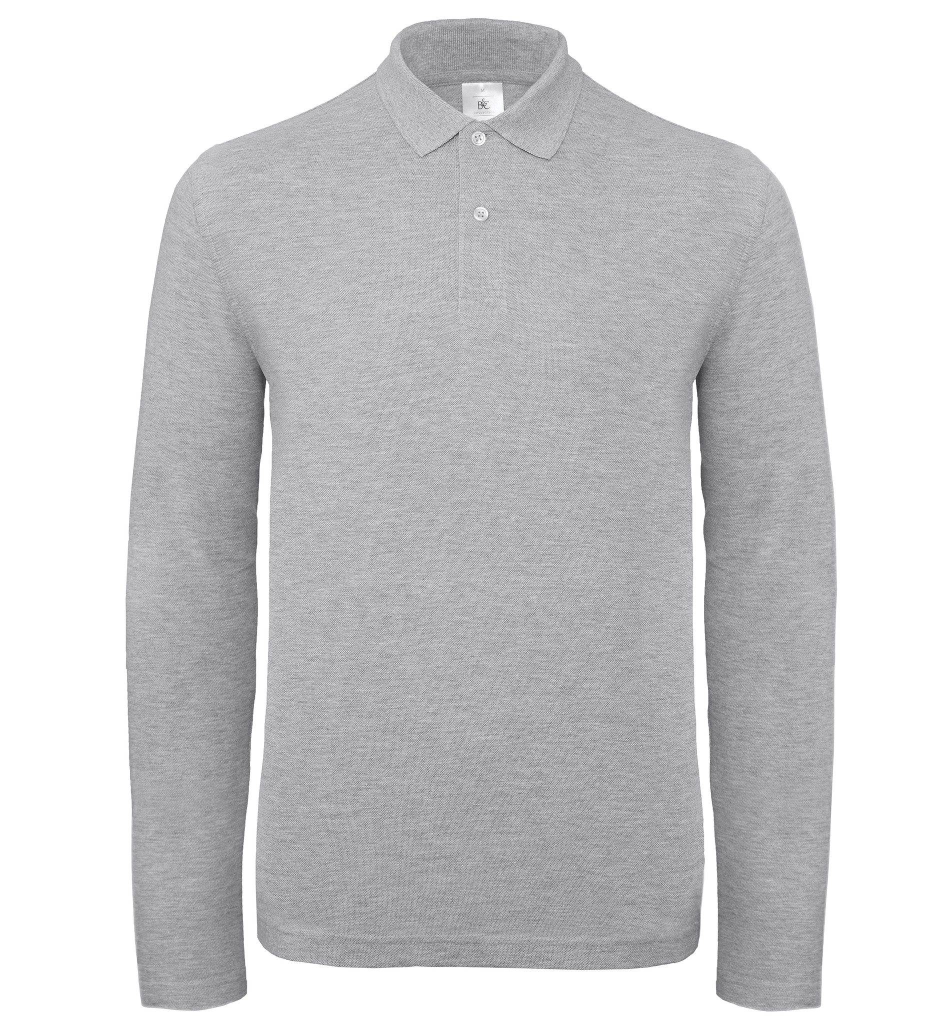 B&C Collection Men's Long Sleeve Polo Shirt PUI12-Casual Collared Cotton T-Shirt - Picture 11 of 25