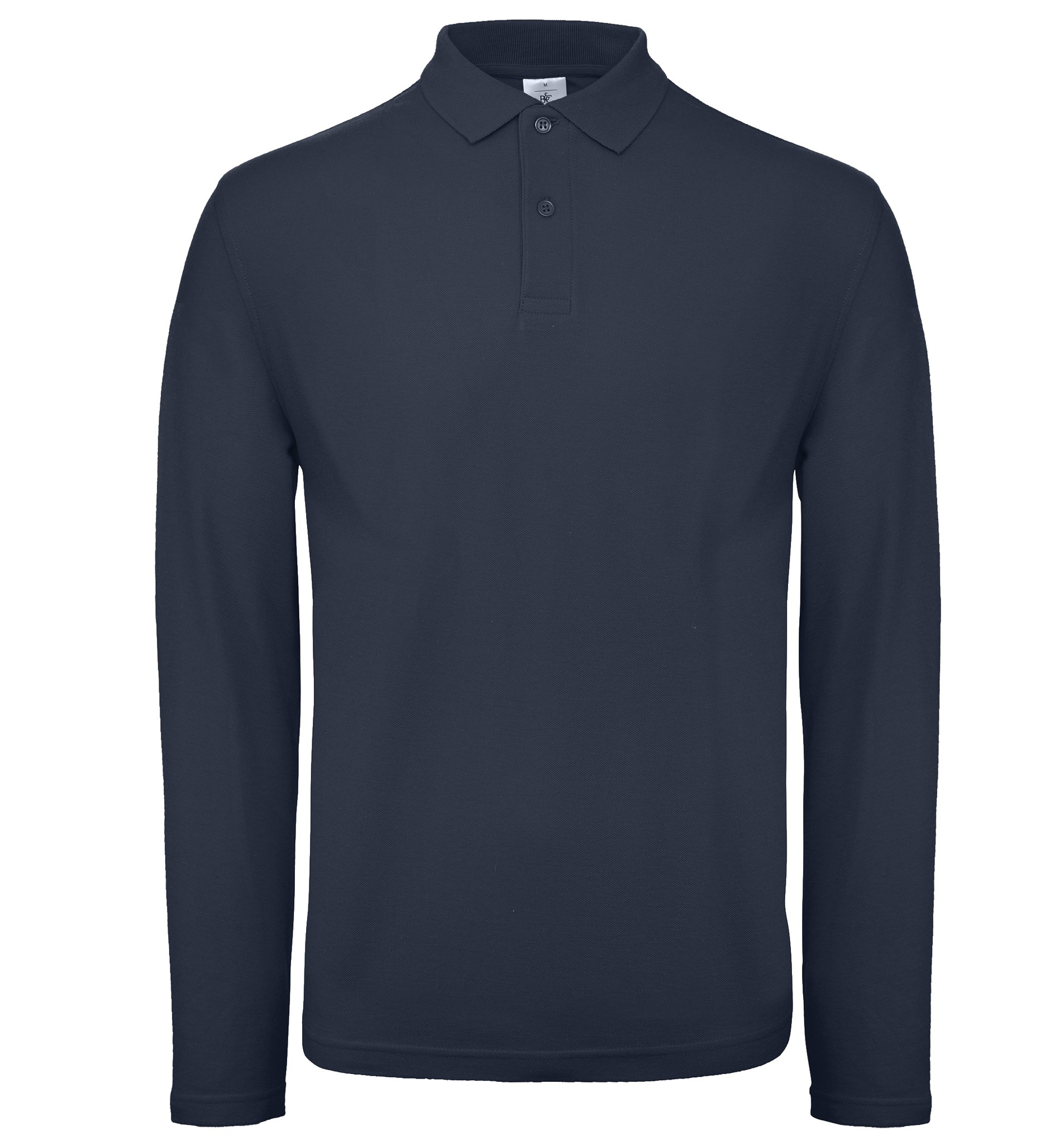 B&C Collection Men's Long Sleeve Polo Shirt PUI12-Casual Collared Cotton T-Shirt - Picture 14 of 25