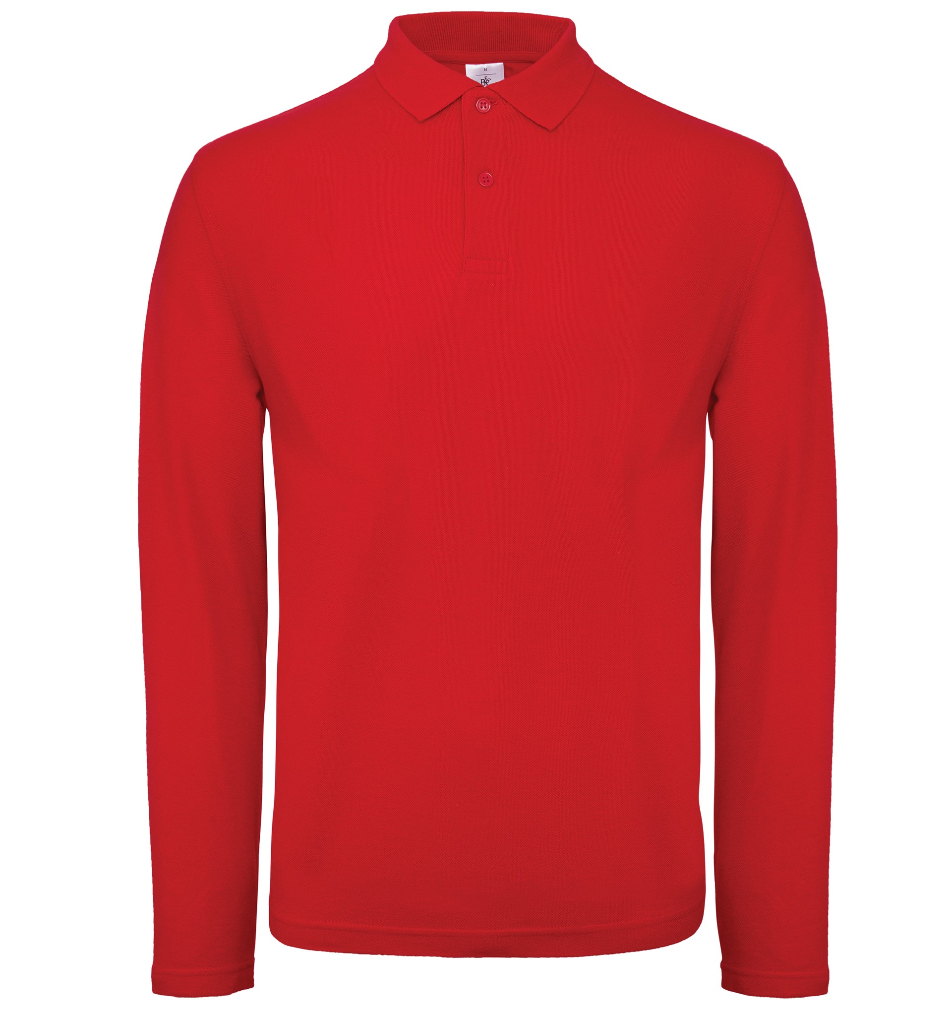 B&C Collection Men's Long Sleeve Polo Shirt PUI12-Casual Collared Cotton T-Shirt - Picture 17 of 25