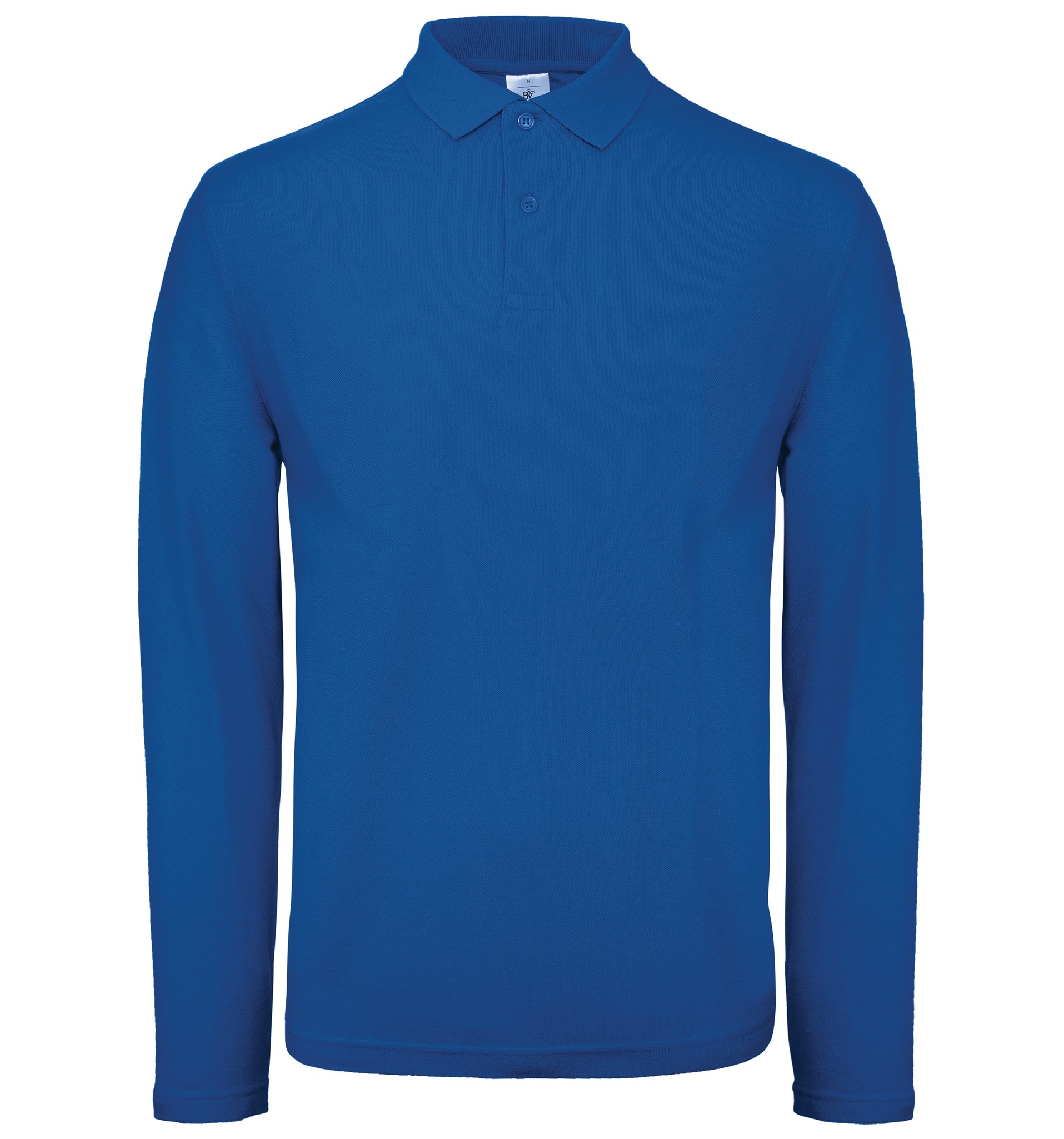 B&C Collection Men's Long Sleeve Polo Shirt PUI12-Casual Collared Cotton T-Shirt - Picture 20 of 25