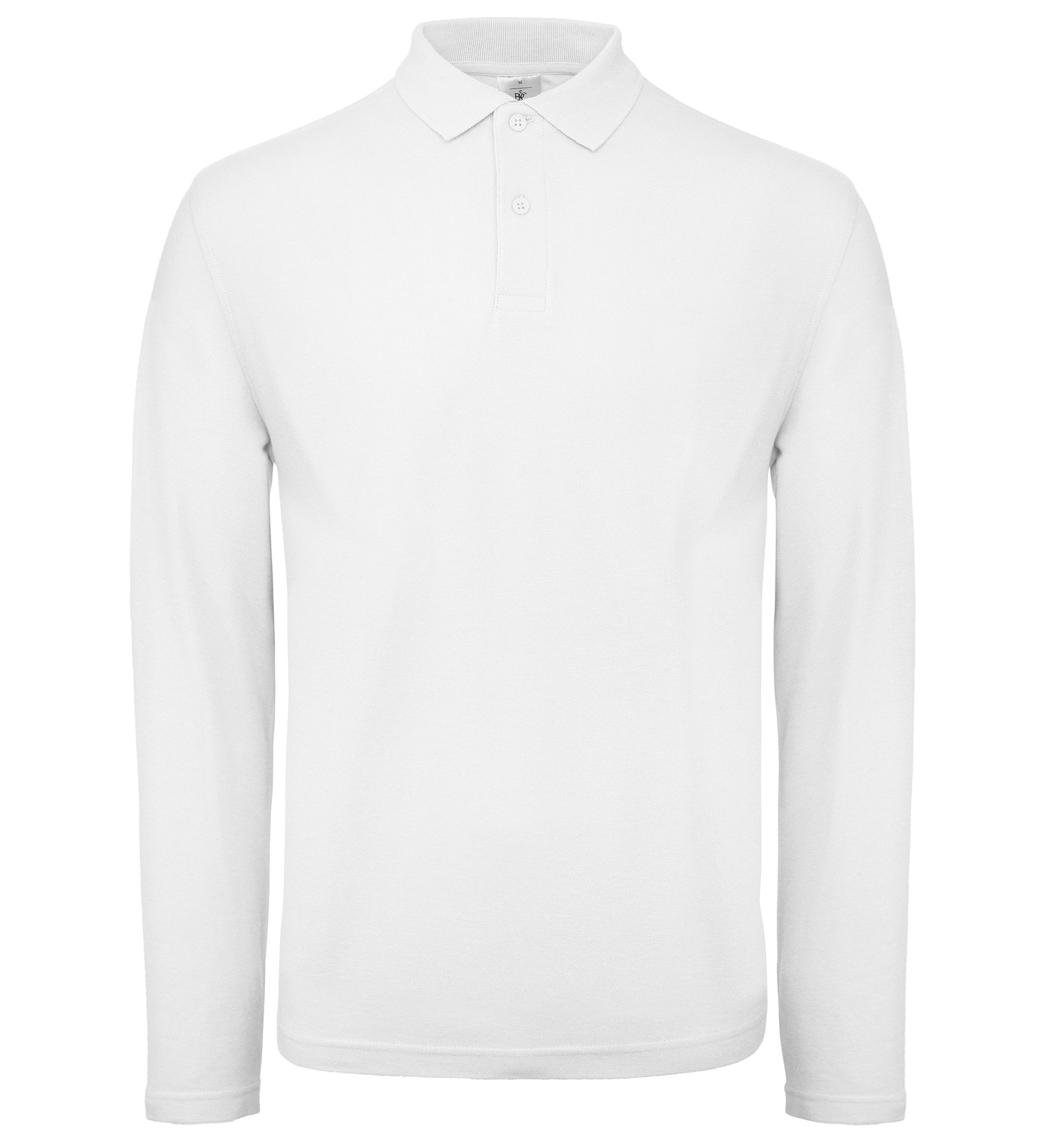 B&C Collection Men's Long Sleeve Polo Shirt PUI12-Casual Collared Cotton T-Shirt - Picture 23 of 25