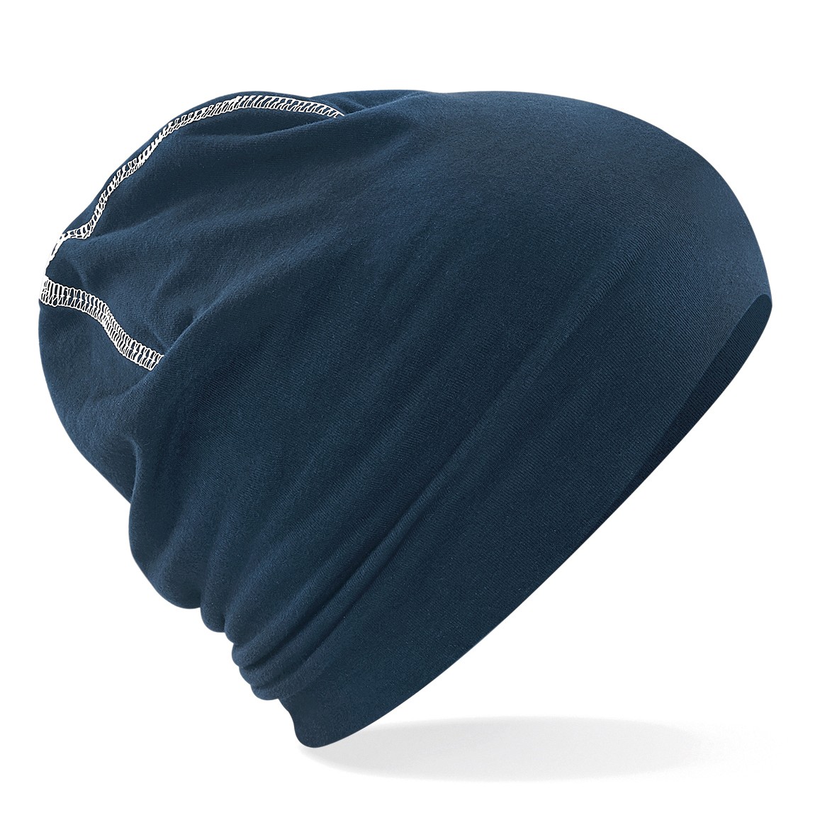 Gorro de algodón Hemsedal - Beechfield Overlock detalle puntada sombrero holgado hombre/mujer - Imagen 7 de 8