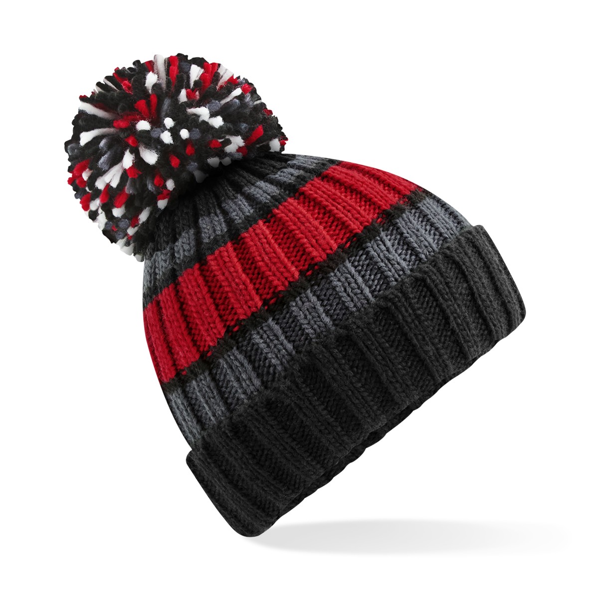 Beanie Beechfield Hygge a righe B392 - Cappello pom oversize di lusso pesante - Foto 9 di 13