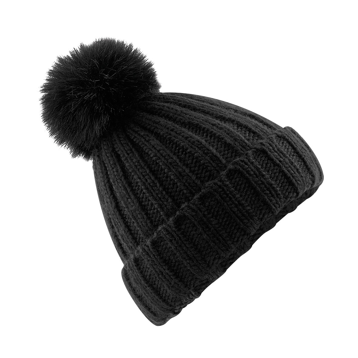 Beechfield Verbier Piel Pop Pom Grueso Gorro - Tejido Invierno Bobble Lanudo Gorra - Imagen 5 de 8