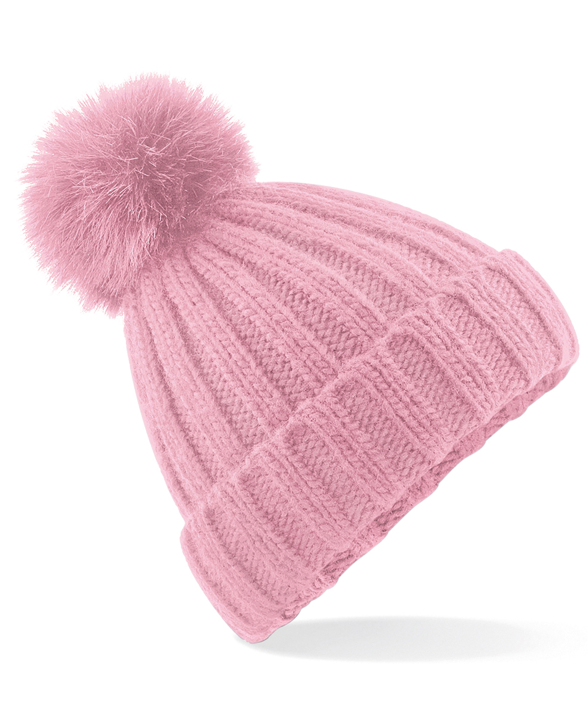 Beechfield Verbier Piel Pop Pom Grueso Gorro - Tejido Invierno Bobble Lanudo Gorra - Imagen 6 de 8