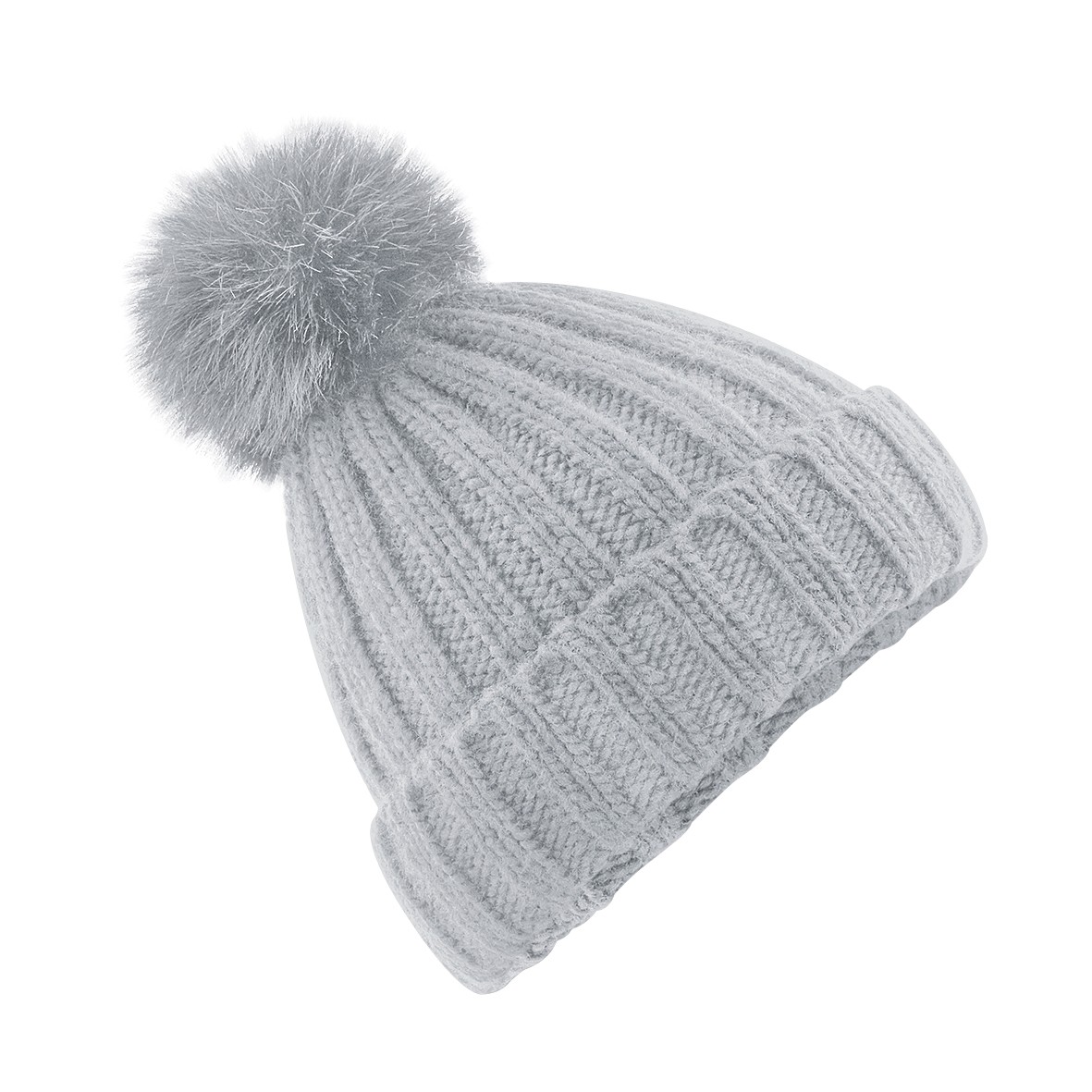 Beechfield Verbier Piel Pop Pom Grueso Gorro - Tejido Invierno Bobble Lanudo Gorra - Imagen 7 de 8