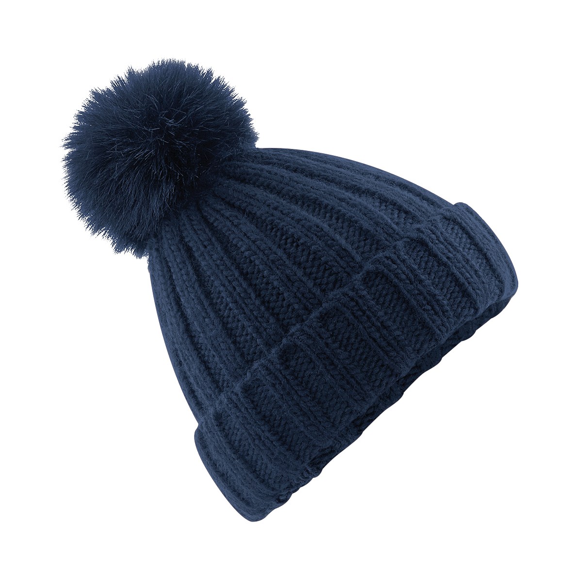 Beechfield Verbier Piel Pop Pom Grueso Gorro - Tejido Invierno Bobble Lanudo Gorra - Imagen 8 de 8