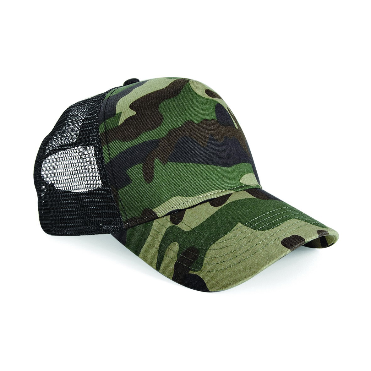 Sombrero de Camionero Camuflado Snapback - Beechfield Estilo Retro Algodón Camuflaje Gorra de 5 Paneles - Imagen 8 de 11