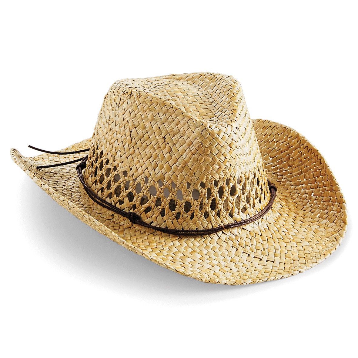 Straw Cowboy Hat B735 - Beechfield Unisex Large Handmade Wired Brim Summer Cap - Picture 8 of 9