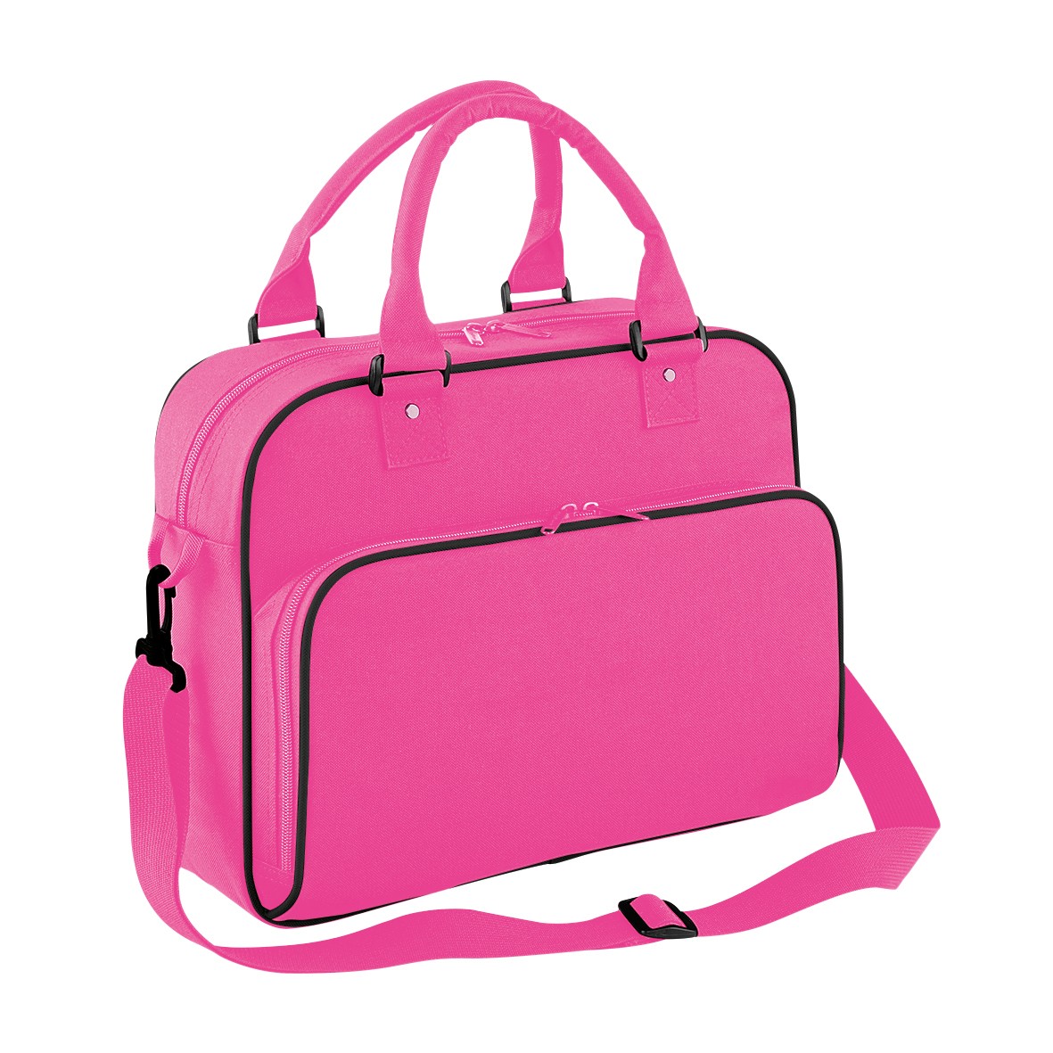 BagBase Junior Dance Bag - Retro Style, Detachable Shoulder Strap, Zippered Main Compartment (Black/White)