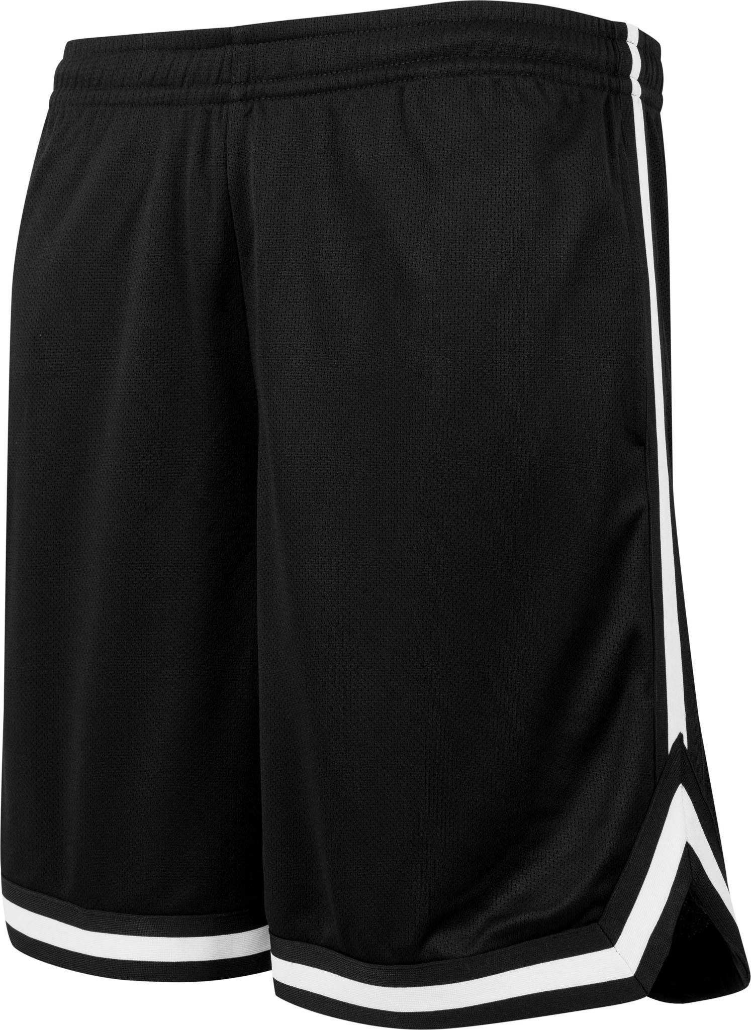 Pantaloncini a rete bicolore - pantaloncini neri poliestere cool stile jersey righe bianche - Foto 11 di 14