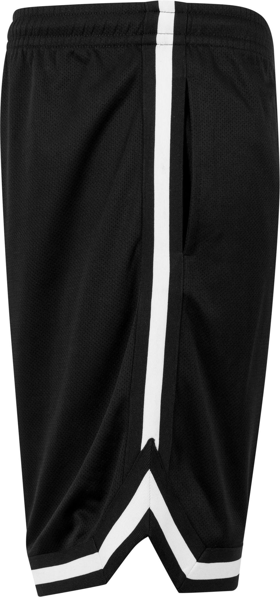 Pantaloncini a rete bicolore - pantaloncini neri poliestere cool stile jersey righe bianche - Foto 14 di 14