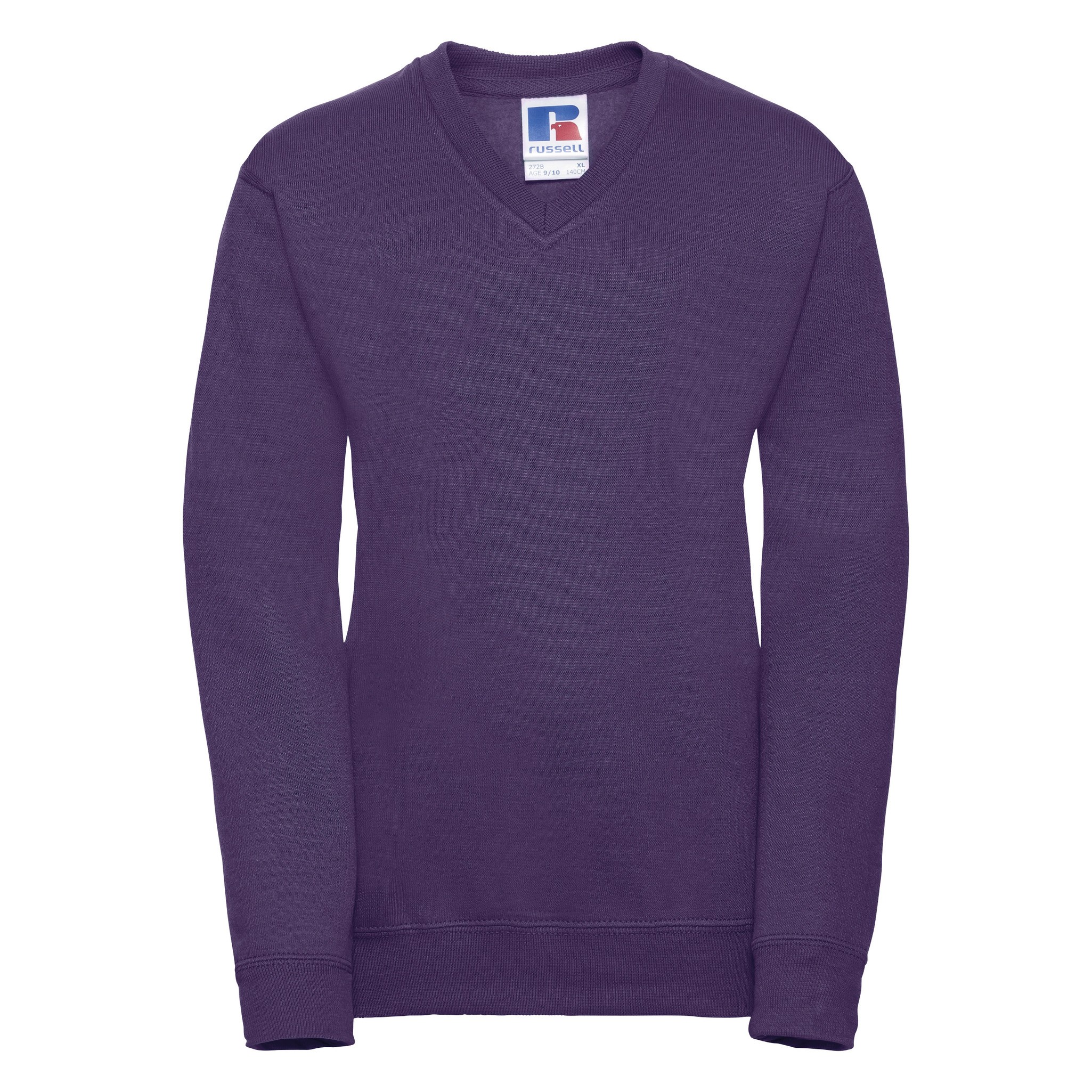 Russell Kids V Neck Sweatshirt - Juniors Full Sleeves Plain Uniform Fleece - Picture 29 of 31