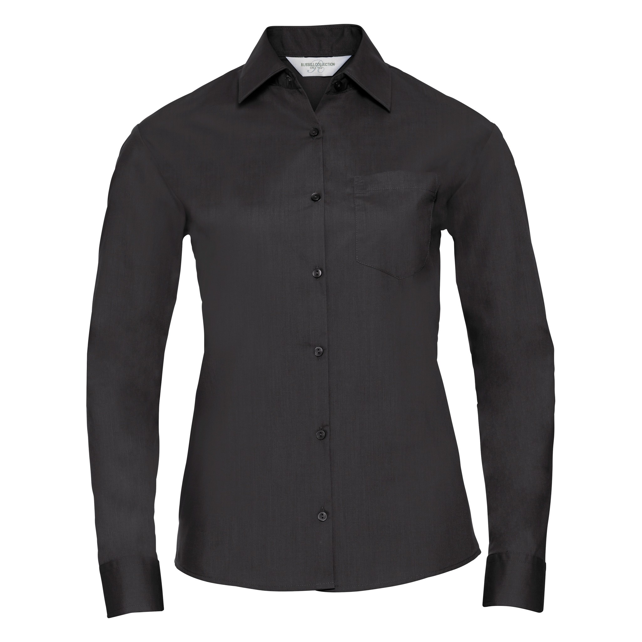 Russell Collection Women's Poplin Long Sleeve Shirt 0R934F0 - Ladies Wear Top