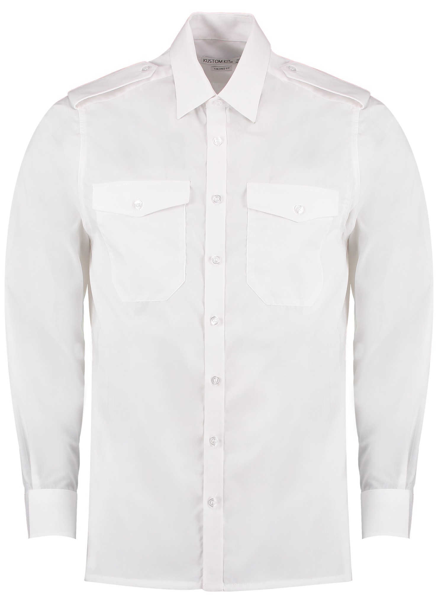 Kustom Kit Men's Pilot Epaulettes Long Sleeved Shirt KK134-Tailored Fit Shirt - Picture 5 of 5