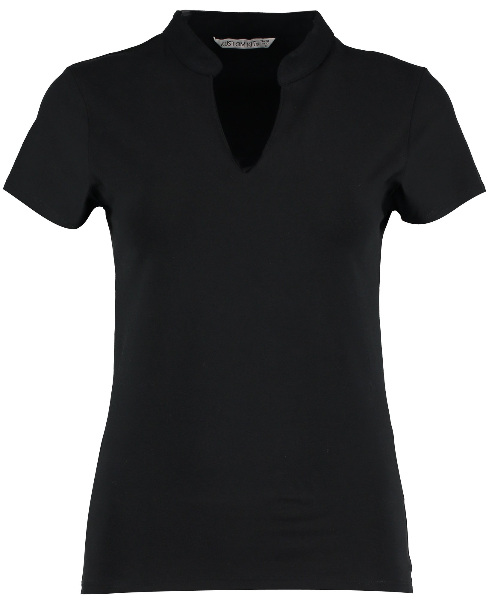 Kustom Kit Women's Regular Fit V-Neck Short-Sleeve Top KK770 - Mandarin Collar - Picture 5 of 6