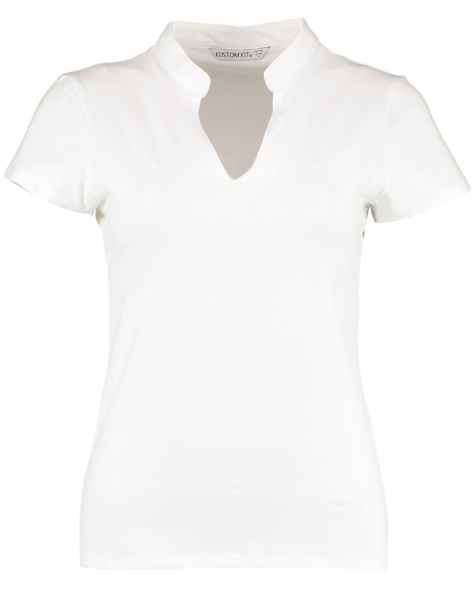 Kustom Kit Women's Regular Fit V-Neck Short-Sleeve Top KK770 - Mandarin Collar - Picture 6 of 6