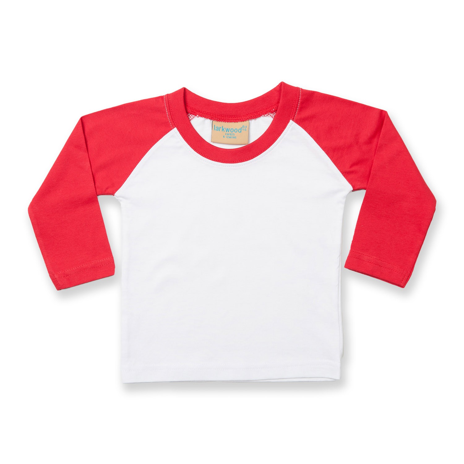 Larkwood Kids Long Sleeve Baseball T-shirt LW025- Toddler's Crew Neck Cotton Tee