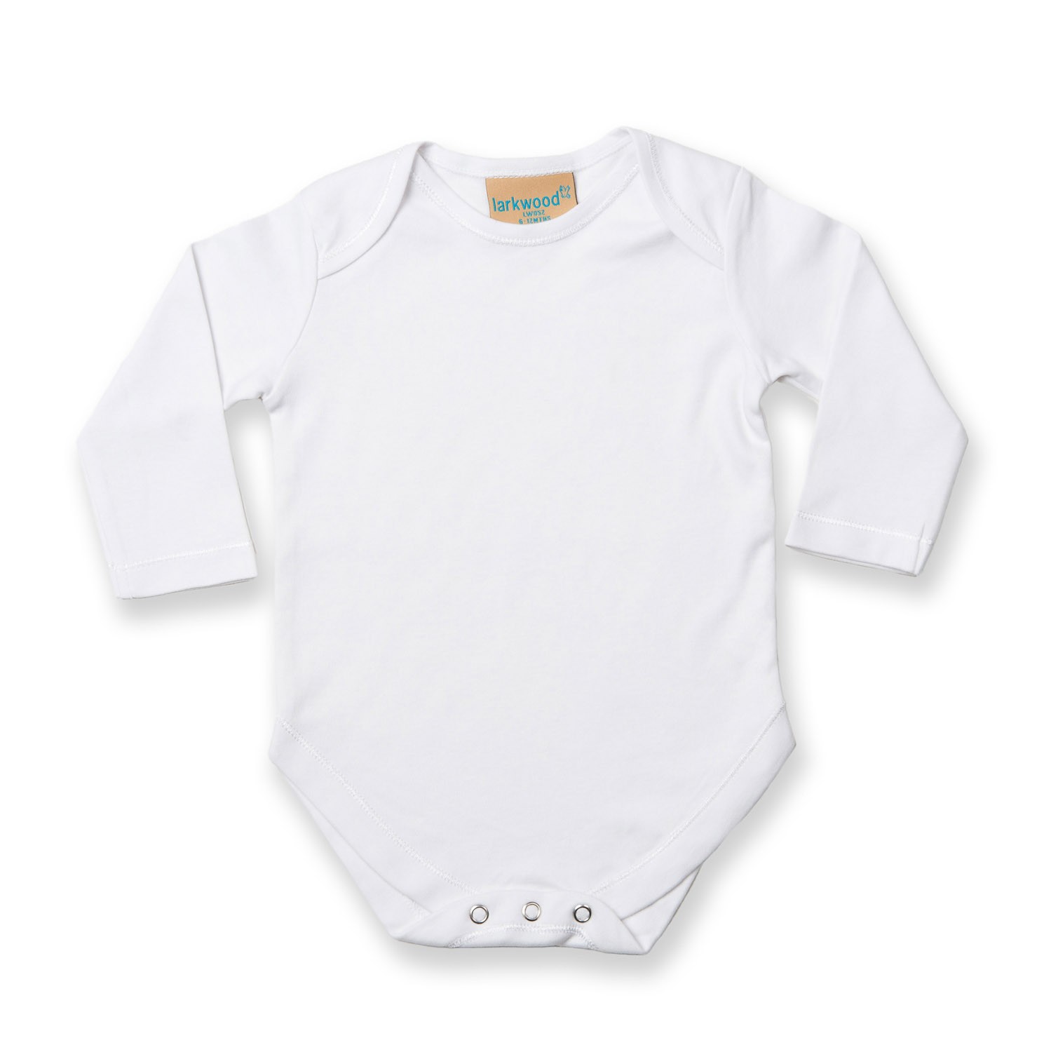 Larkwood Baby Long Sleeve Bodysuit LW052-Kids Envelope Neck Line YKK Popper Suit