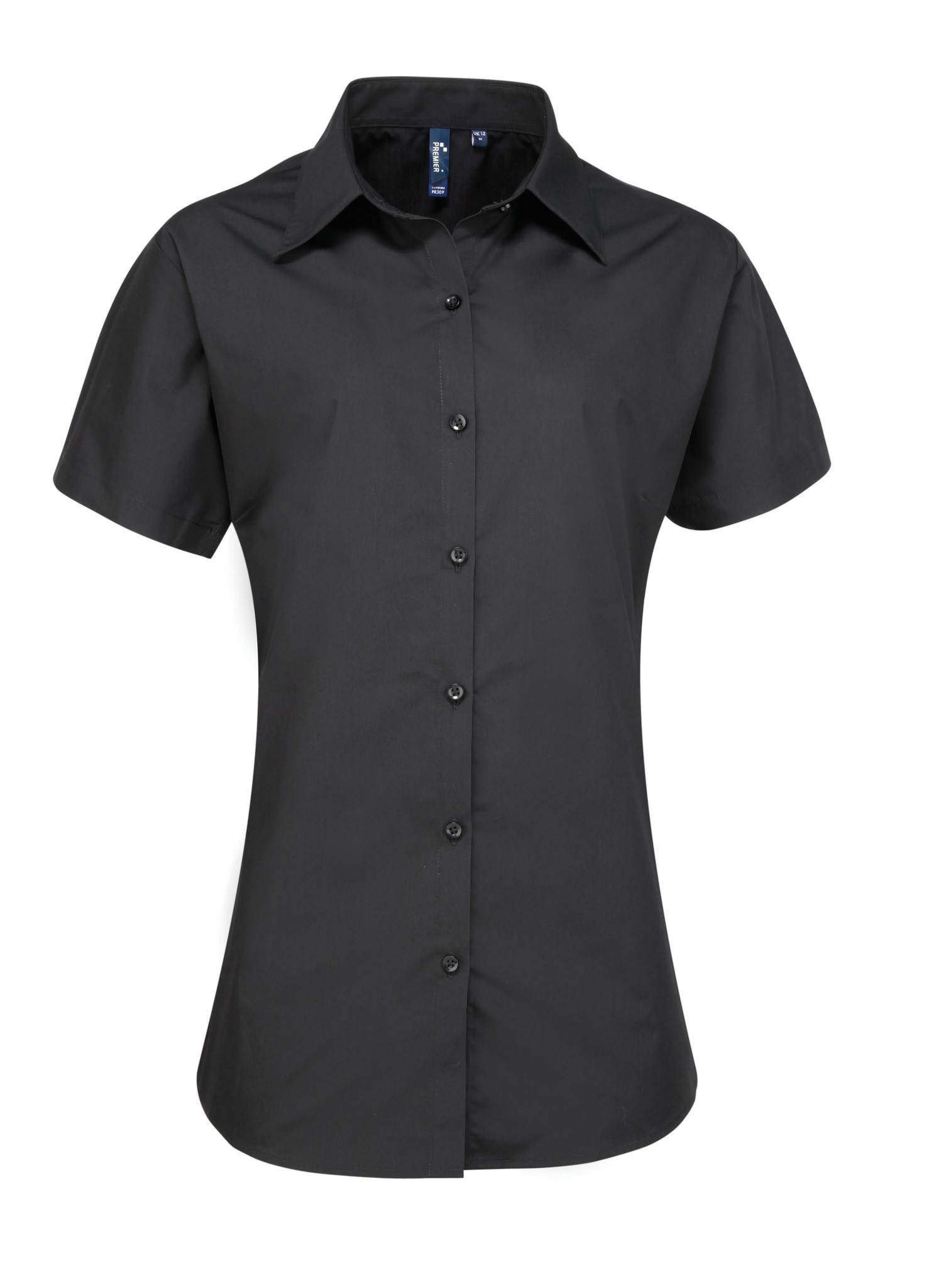 Premier Women's Supreme Poplin Short Sleeve Shirt (PR309) - Formal Office Wear - Picture 7 of 12