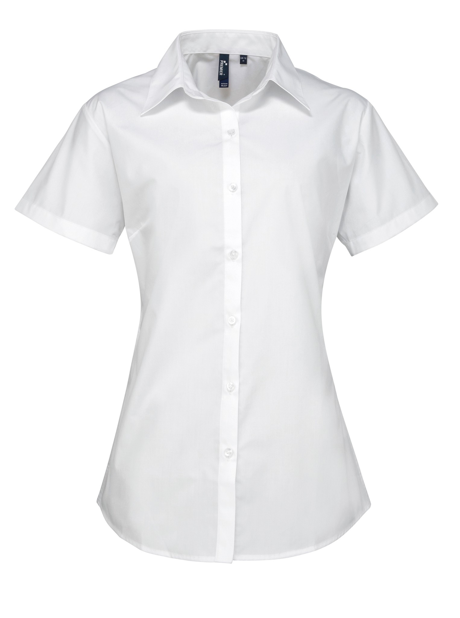 Premier Women's Supreme Poplin Short Sleeve Shirt (PR309) - Formal Office Wear - Picture 11 of 12