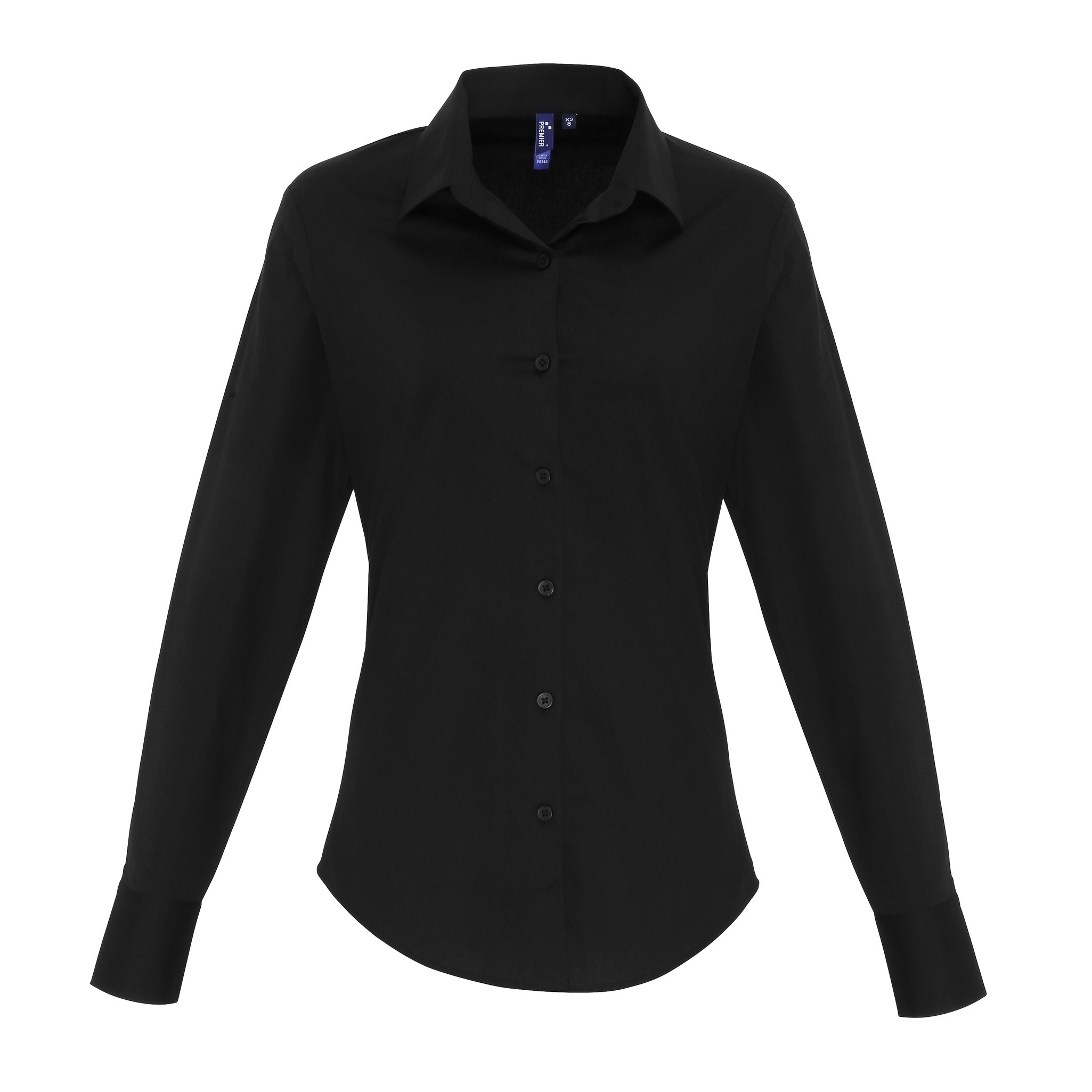 Premier Women's Stretch Fit Cotton Poplin Long Sleeve Blouse PR344 - Comfort Fit - Picture 7 of 18