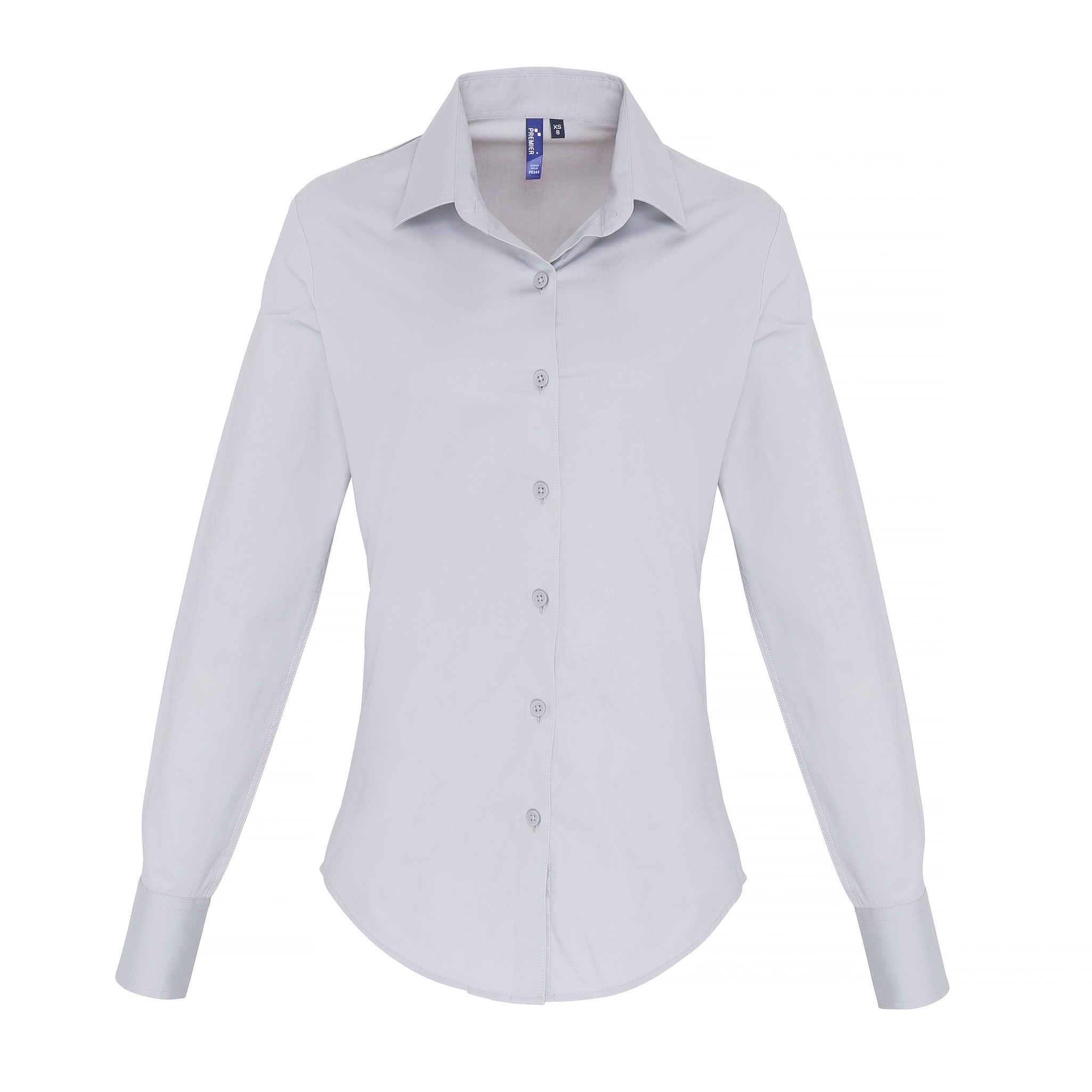 Premier Women's Stretch Fit Cotton Poplin Long Sleeve Blouse PR344 - Comfort Fit - Picture 13 of 18