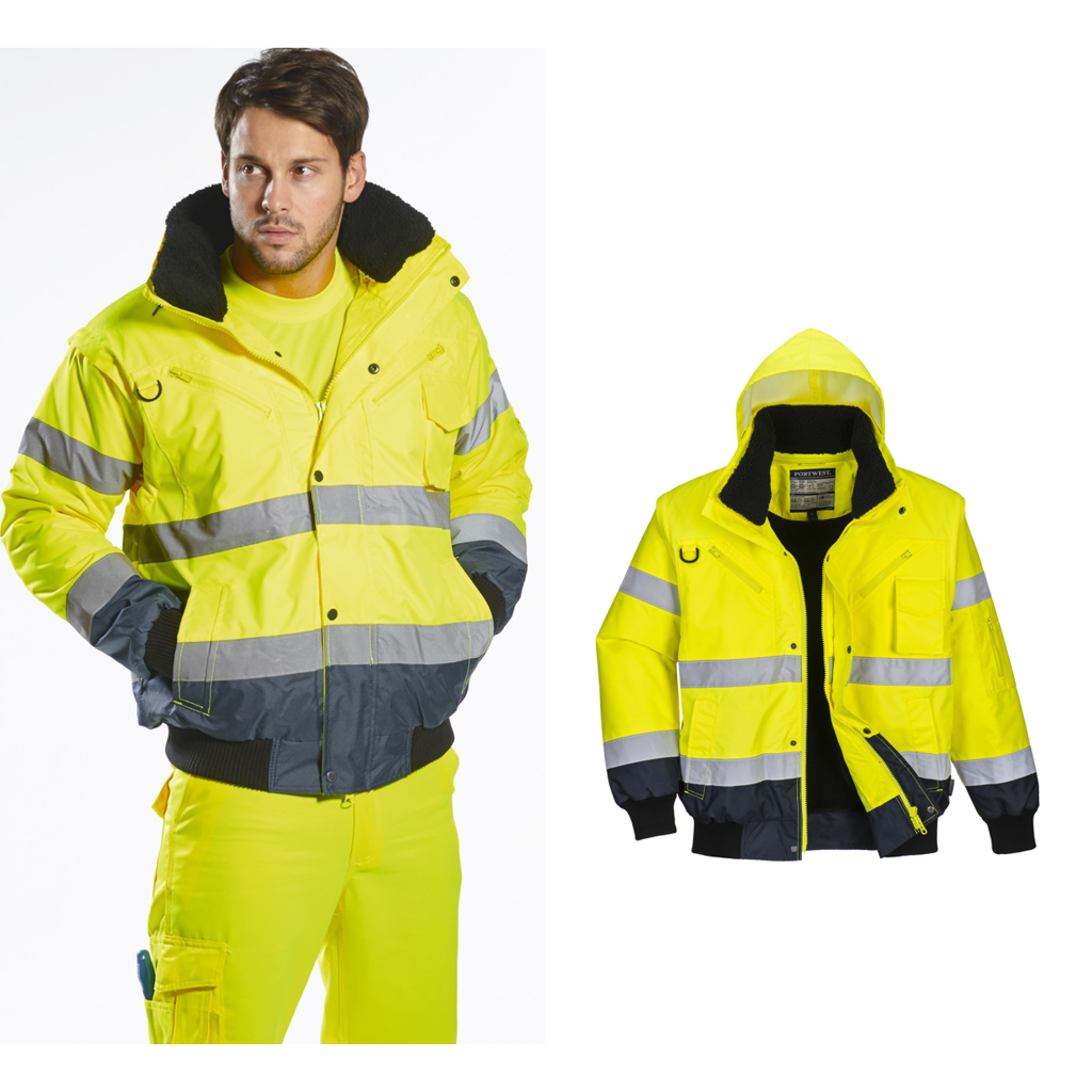 Portwest Hi-vis contrast bomber jacket (C465) - EN ISO 20471 Class 3 | eBay