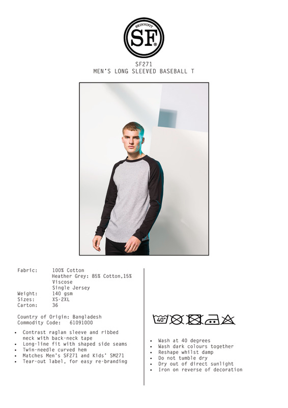 SF Men's Long Sleeve Baseball T-Shirt (SF271) - Long Sleeve
