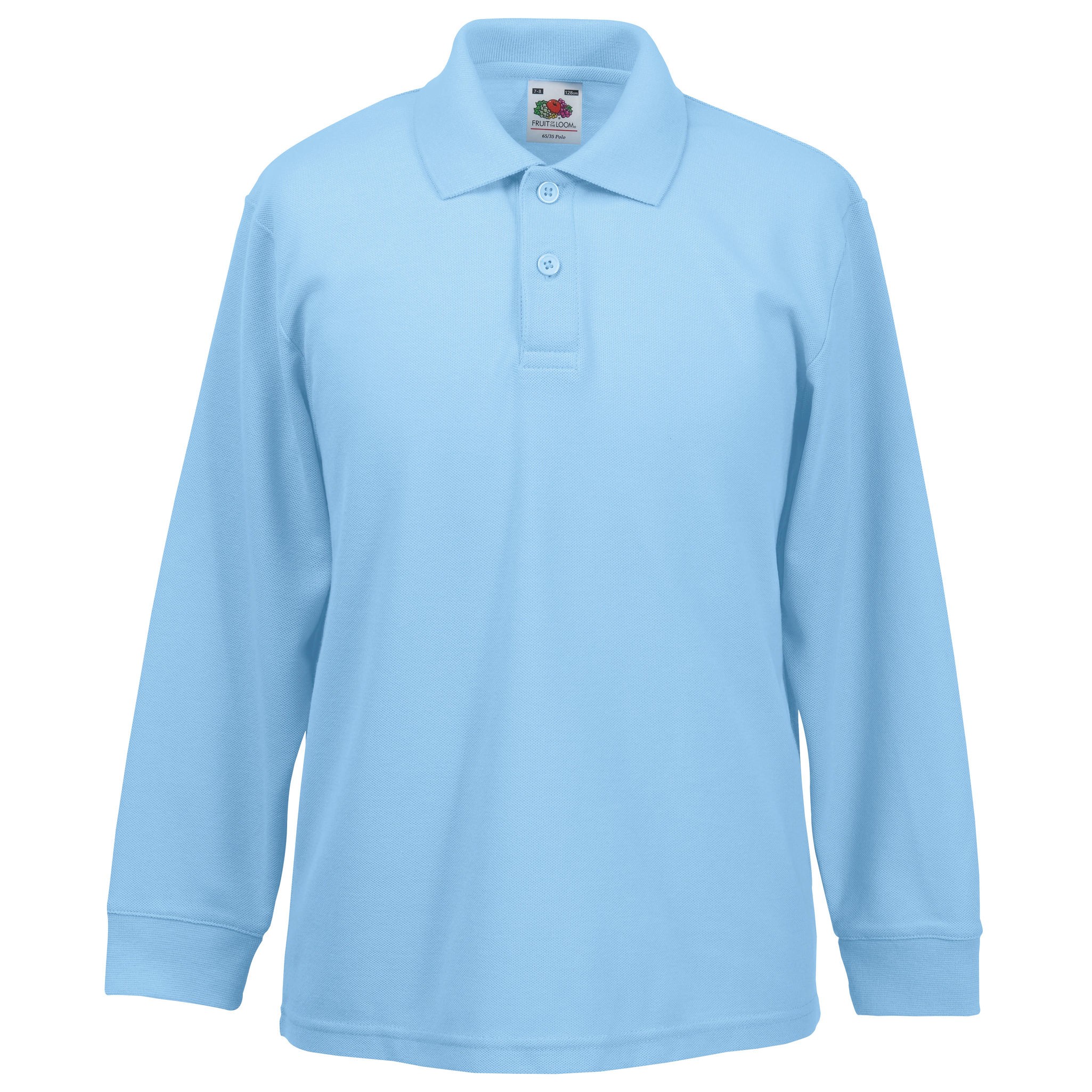 Fruit of The Loom Kids Long Sleeve 65/35 Polo - Boys/Girls top - Picture 6 of 9