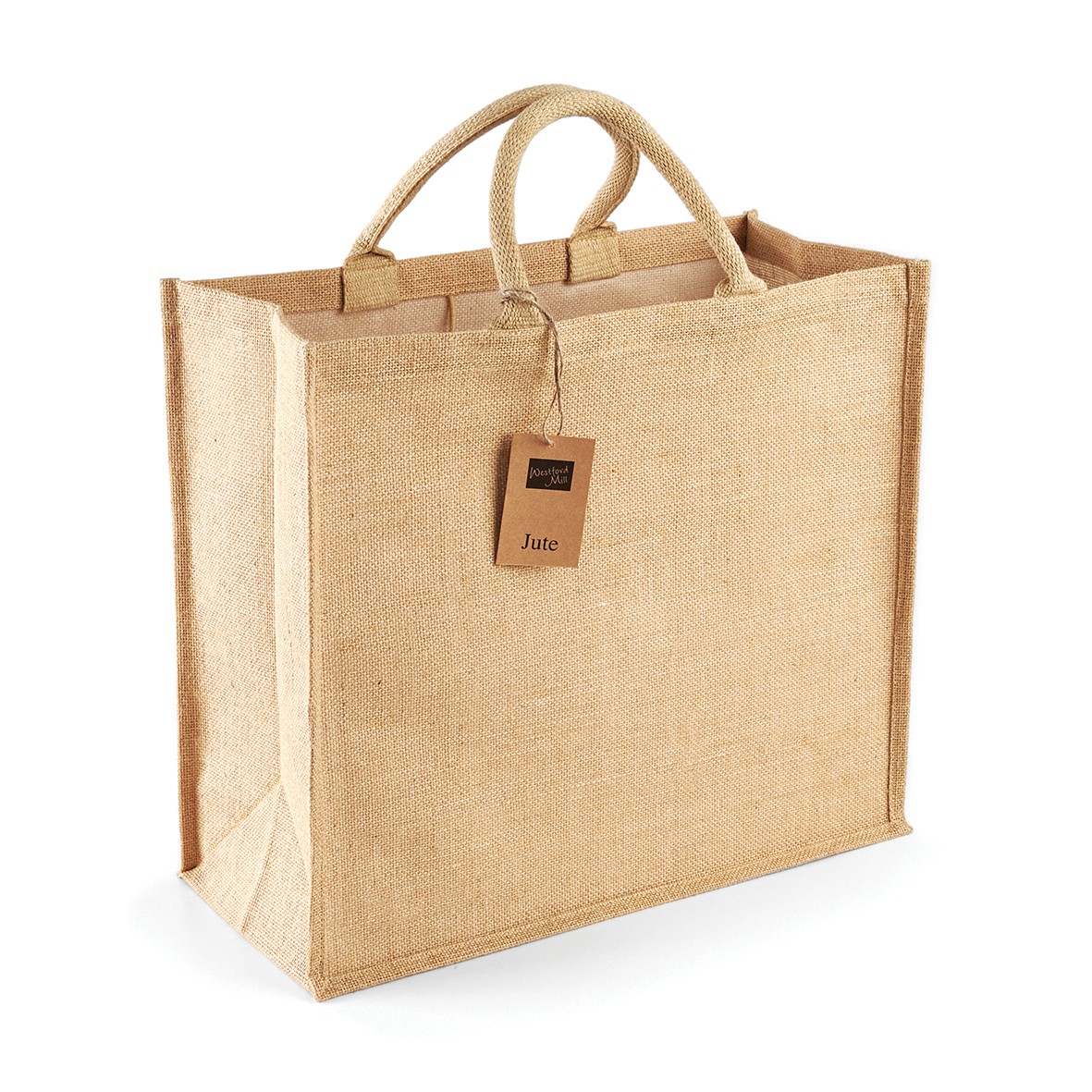 Westford Mill Eco Friendly Jute Jumbo Shopper (W408)-Ladies Natural Tote Handbag