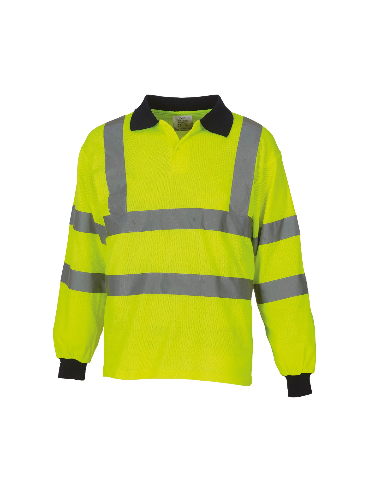Yoko Hi-Vis Men’s Long Sleeve Polo Shirt HVJ310-Safety Workwear Collared T-Shirt