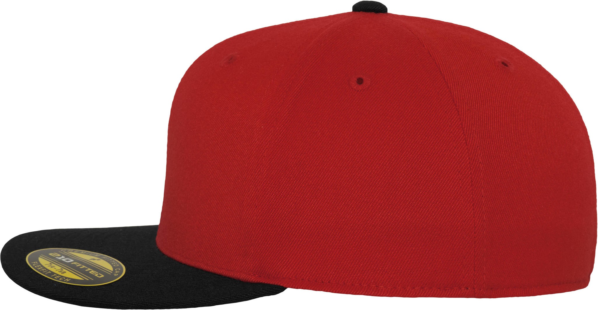 Yupoong Flexfit Mens /Womens  210 Fitted Flat Peak  /Baseball Cap / White Flexfit By Yupoong 210 Fitted Two Tone Baseball Cap / Black/Red main image 4