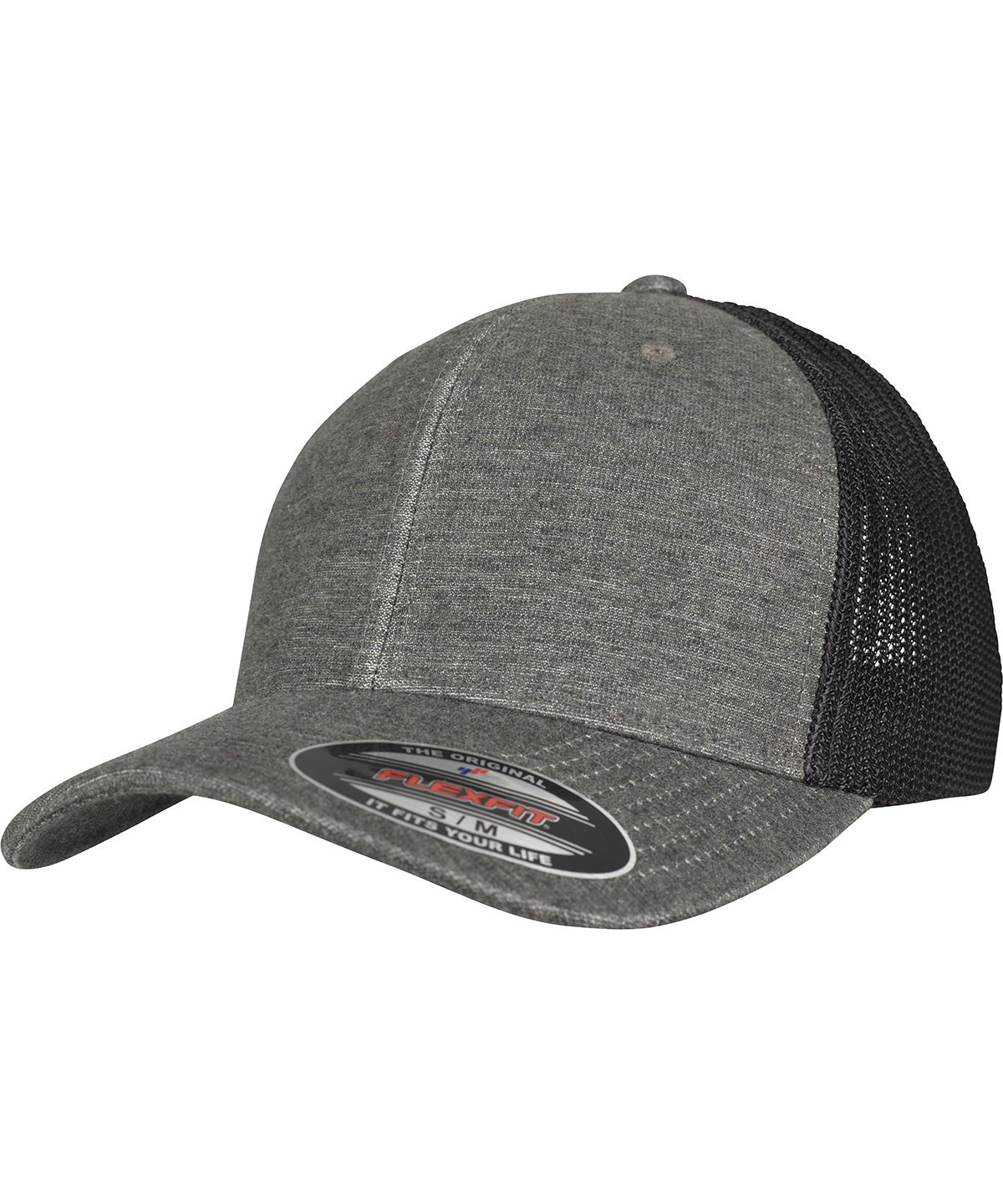 Flexfit by Yupoong Retro Trucker Melange Cap - Unisex Curved Peak Baseball Hat - Picture 9 of 10